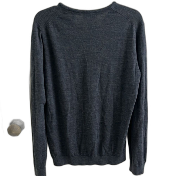 Ted Baker Batatak 100% Merino Wool Slim Fit Gray Sweater V-neck sz 6 Fits L - Picture 7 of 8